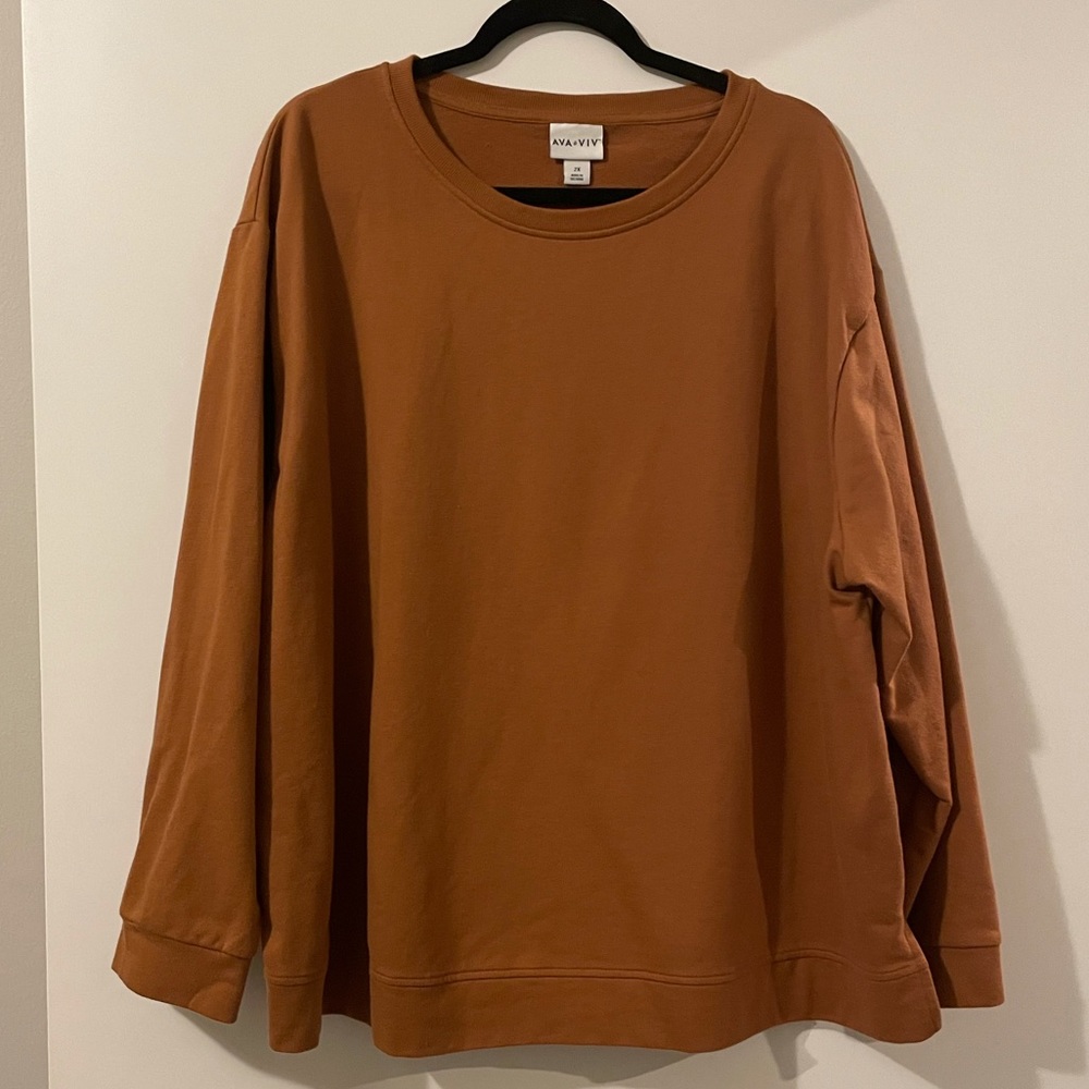Brown Boxy Crewneck Sweatshirt by Ava and Viv in a size 2X